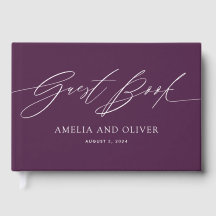 Purple Minimalist Wedding Guest Book