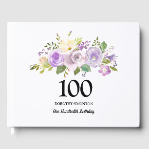 Livre D'or Purple Rose Floral 100e fête d'anniversaire