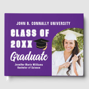 Livre D'or Purple White Graduate Photo Diplôme sur mesure