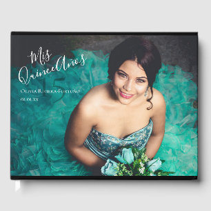 Livre D'or Quinceanera Elégante Moderne Photo 15e anniversair