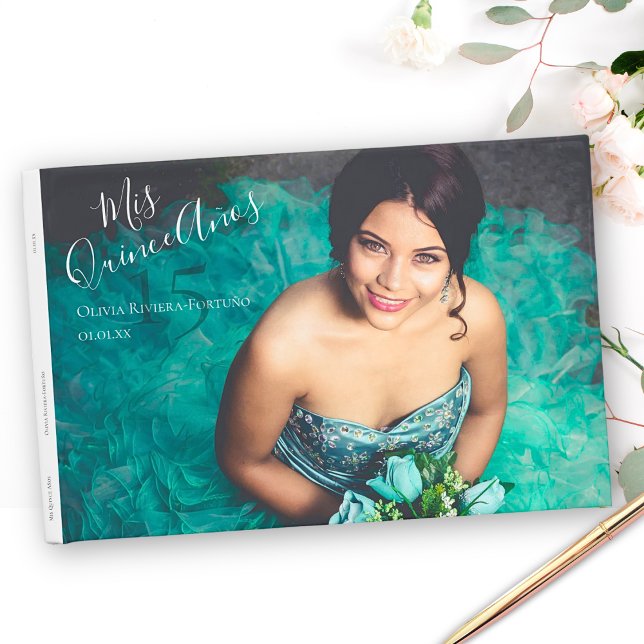 Livre D'or Quinceanera Elégante Moderne Photo 15e anniversair (Créateur téléchargé)