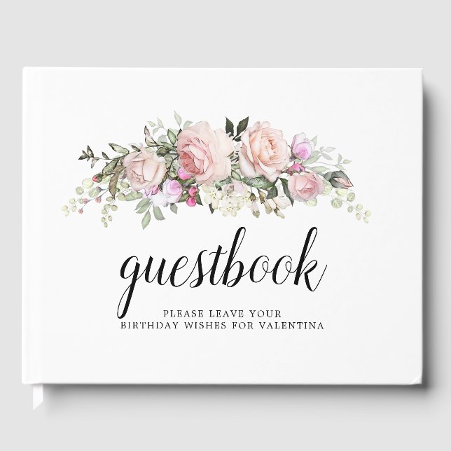 Livre D'or Quinceanera florale rose pâle (Recto)