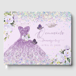Livre D'or Quinceanera Holographique Confetti Dusty Purple