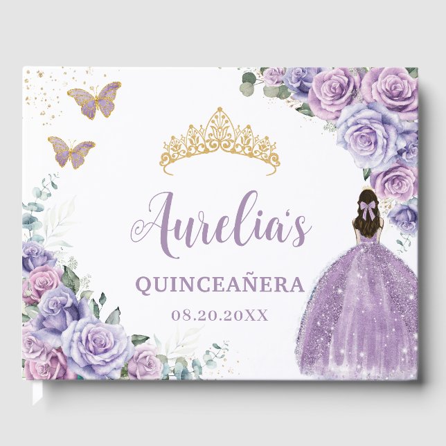 Livre D'or QUINCEAÑERA Lavande Lilac Purple Floral Princesse (Recto)