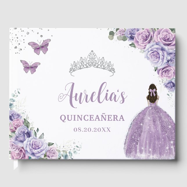 Livre D'or QUINCEAÑERA Lavande Lilac Purple Floral Princesse (Recto)