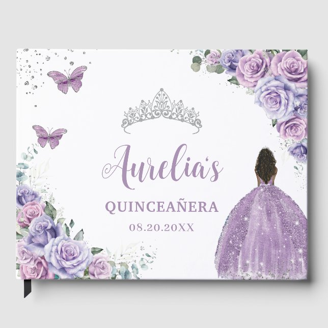 Livre D'or QUINCEAÑERA Lavande Purple Floral Brown Princesse (Recto)