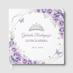 Livre D'or Quinceanera lilas violet argent floral