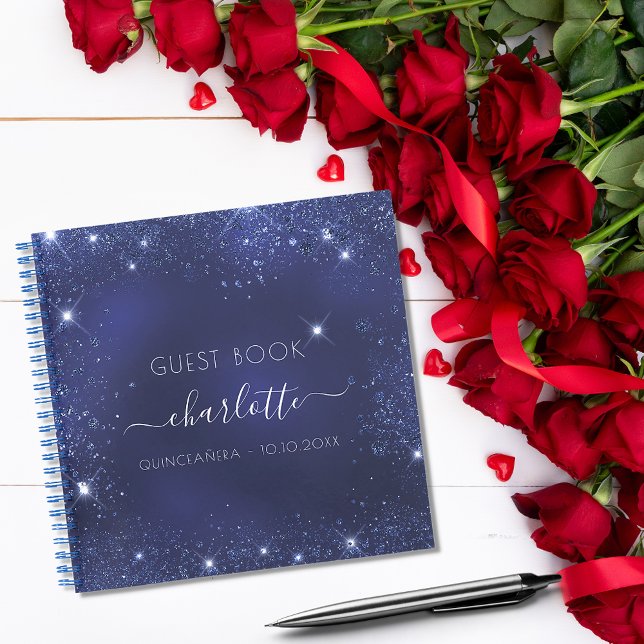 Livre d'or Quinceanera marine bleu parties scintil (Créateur téléchargé)
