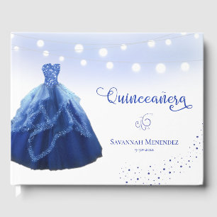 Livre D'or Quinceanera Marine Blue Gown String Lumières