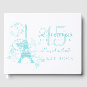 Livre d'or Quinceanera Party Paris Turquoise