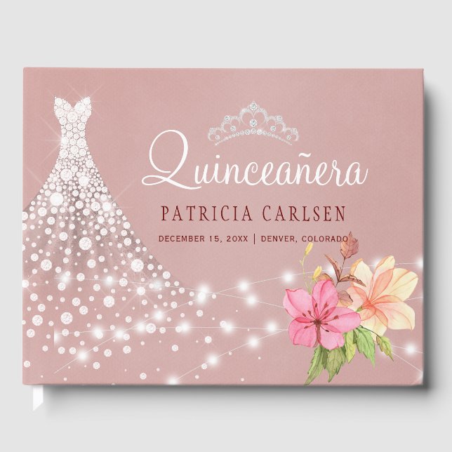 Livre D'or Quinceanera princesse diamant robe florale (Recto)