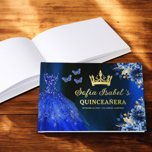 Livre D'or Quinceañera Royal Blue Gold Princess Butterflies