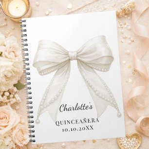 Livre d'or Quinceanera ruban ivoire perles