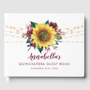 Livre D'or Quinceanera Sunflower Lights Anniversaire Floral