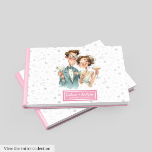 Livre D'or Quirky Couple Mariage Réserver Funny Watercolor
