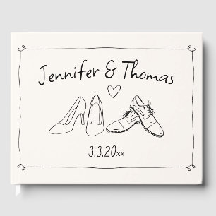 Livre D'or Quirky Eclectique Main Tirée Chaussures Mariage Do