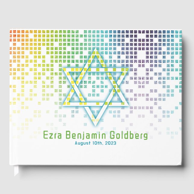 Livre D'or Rainbow Pixels jeu vidéo Gamer Bar Mitzvah (Recto)