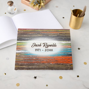 Livre D'or Rayures altérées peintes sur du bois
