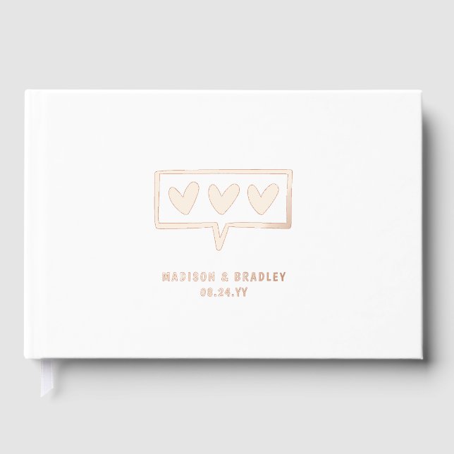 Livre D'or Real Foil Moderne Coeurs d'Amour Mariage (Recto)