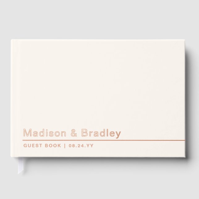 Livre D'or Real Foil Simple Rose moderne  Gold Script Mariage (Recto)