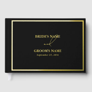 Livre D'or Real Gold Foil Moderne Black & Gold Mariage