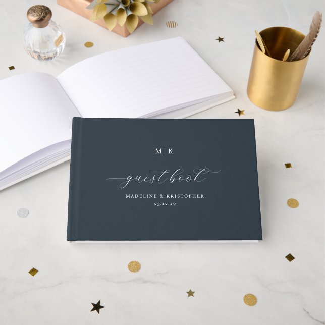 Livre D'or Refined Navy Calligraphy (Recto ouvert)