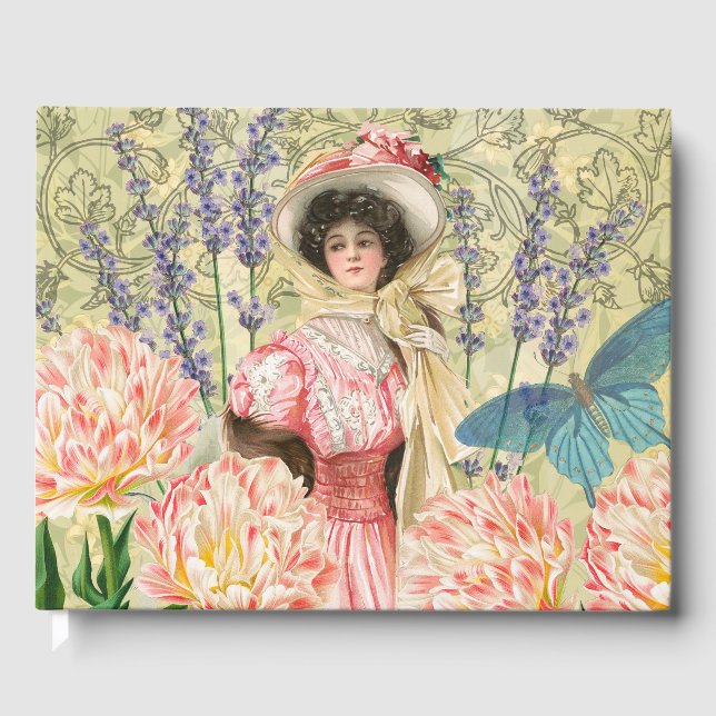 Livre D'or Regency de femme victorienne rose (Recto)