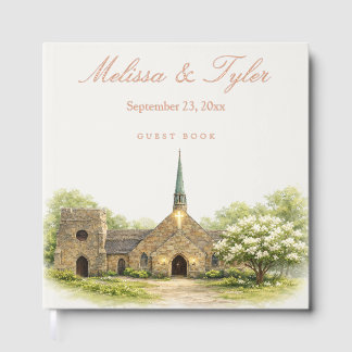 Livre D'or Registre de mariage à feuille d'or Chapelle aquare
