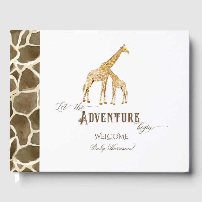 Livre D'or Réserver Thème Baby shower Safari Aventure Giraffe (Recto)