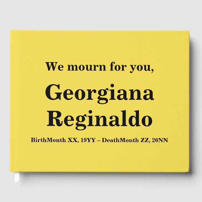 Livre d'or Respectable, Condoléances personnalisée (Recto)