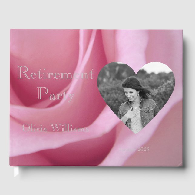 Livre D'or Retraite Ajouter Photo Rose Rose Floral (Recto)