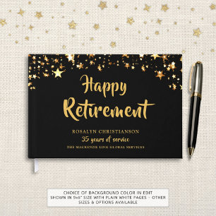 Livre D'or Retraite Black Gold Stars Années de service Nom