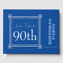 Livre D'or Retro Blue 90th Birthday Party Guest Book