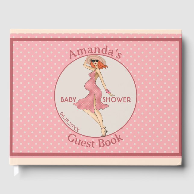 Livre D'or Retro Mommy Redhead Baby shower (Recto)