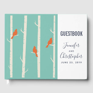 Livre D'or Rétro Orange Birds on Birch Trees