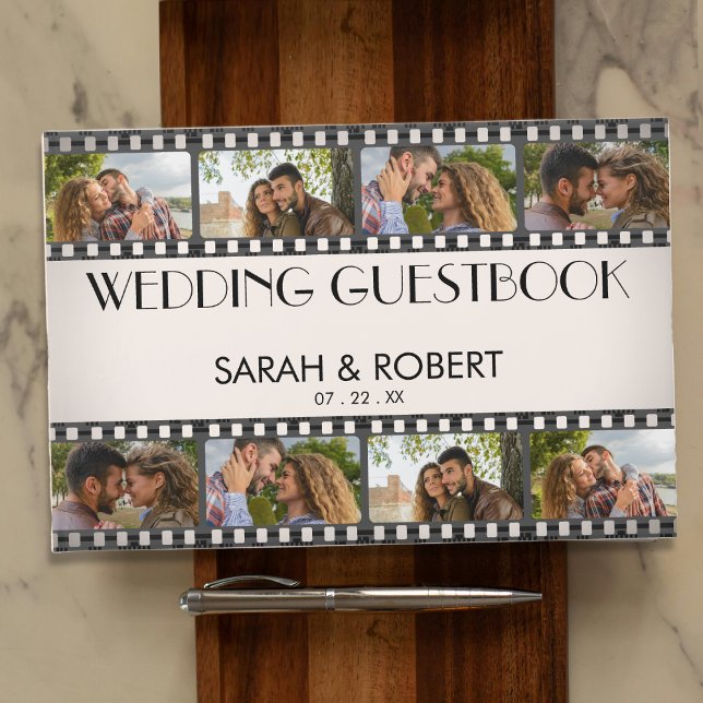 Livre D'or Retro Photo Collage Film Mariage de bande (Retro Photo Collage Film Strip Wedding Guest Book
)