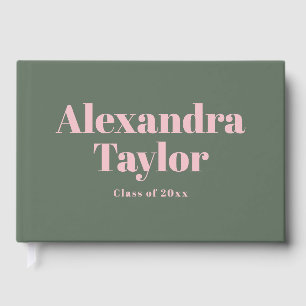 Livre D'or Retro Rose vert mignon esthétique Graduation perso