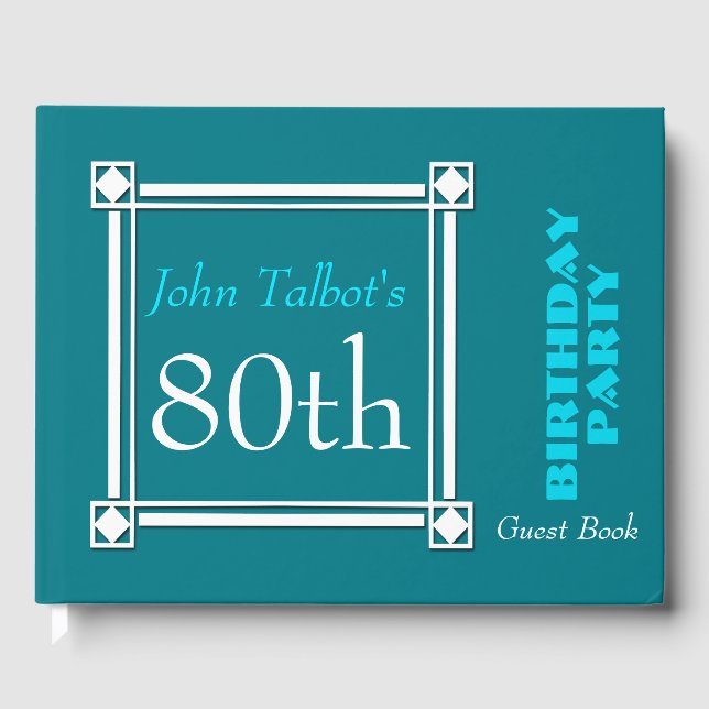 Livre D'or Retro White Frame 80th Birthday Guest Book (Recto)