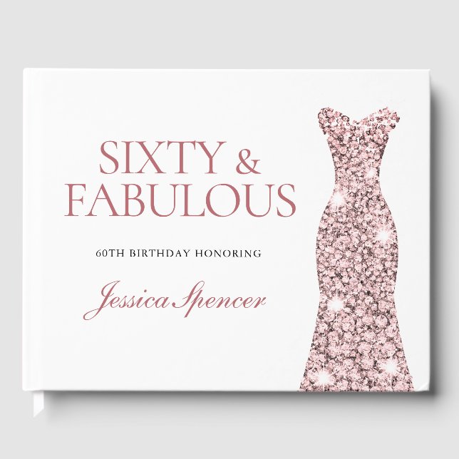 Livre D'or Robe rose Gold Sparkle 60e fête d'anniversaire (Recto)