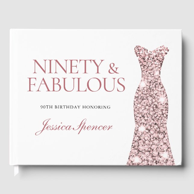 Livre D'or Robe rose Gold Sparkle 90e fête d'anniversaire (Recto)
