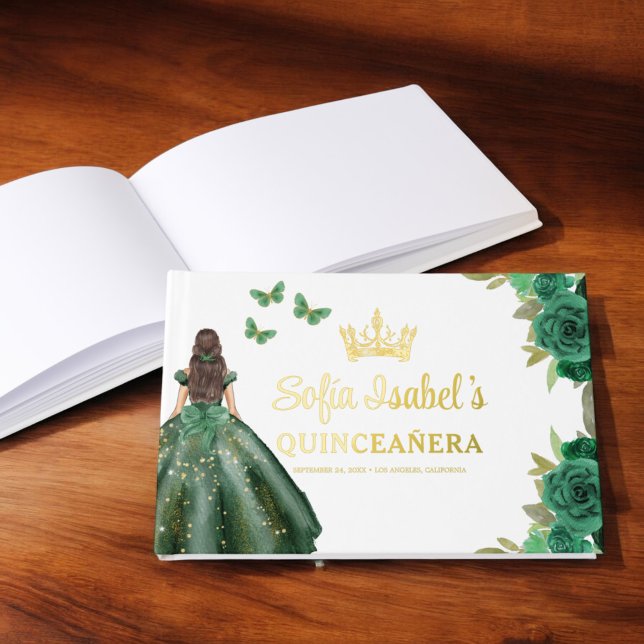 Livre D'or Robe verte Emeraude Florale Anniversaire Quinceane (Créateur téléchargé)