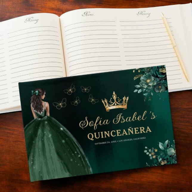 Livre D'or Robe verte Emeraude Florale Anniversaire Quinceane (Créateur téléchargé)