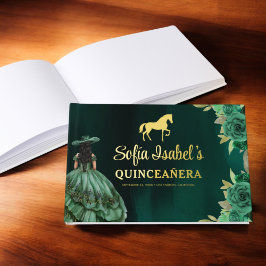 Livre D'or Robe verte Emeraude Florale Anniversaire Quinceane