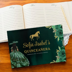 Livre D'or Robe verte Emeraude Florale Anniversaire Quinceane