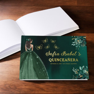 Livre D'or Robe verte Emeraude Florale Anniversaire Quinceane