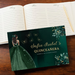Livre D'or Robe verte Emeraude Florale Anniversaire Quinceane