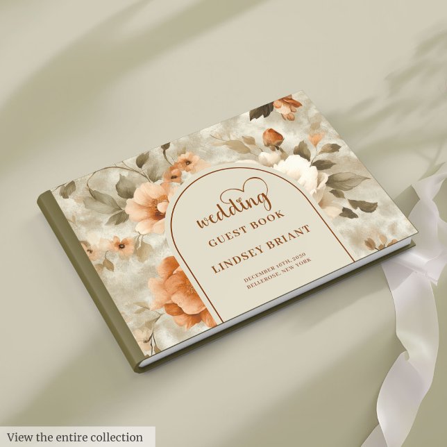 Livre D'or Romantic Boho Rusty Ivory Sage Flowers Wedding (Romantic Boho Rusty Ivory Sage Flowers Wedding Guest Book

)