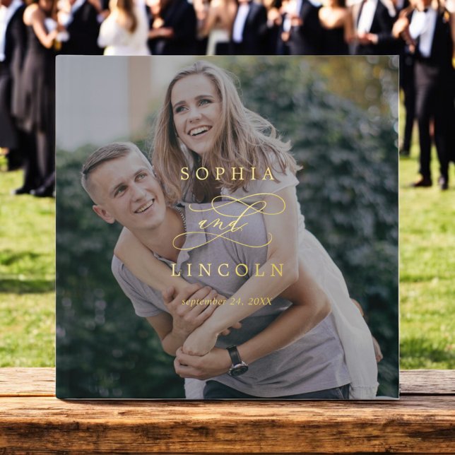 Livre D'or Romantic Dark Photo Gold Foil Monogramme Mariage (Romantic Dark Photo Gold Foil Monogram Wedding Foil Guest Book)