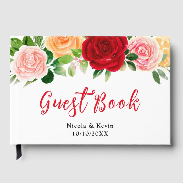 Livre D'or Romantic Red and Orange Roses (Recto)