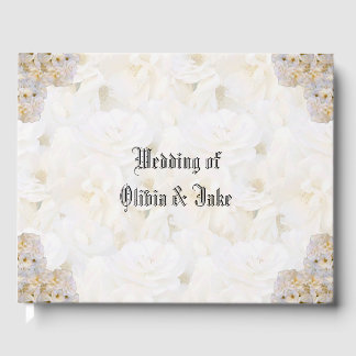 Livre d'or romantique aux roses blanches